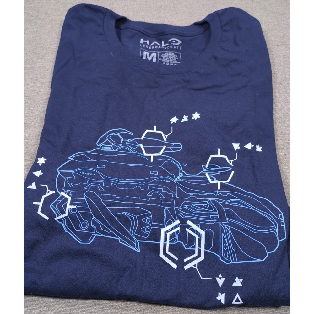 Halo Legendary Loot‎ Crate Wraith Tank Schematic Men Medium T-Shirt Blue
